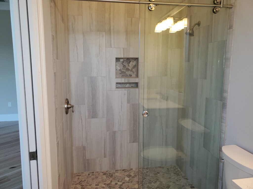 Clean Vertical Stripe Glass Shower