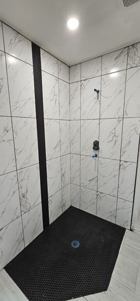 Clean Bright Marble Shower Pan