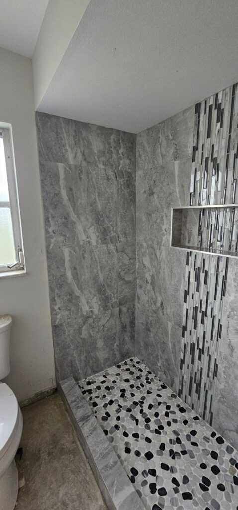 Textured Gray Stone Shower
