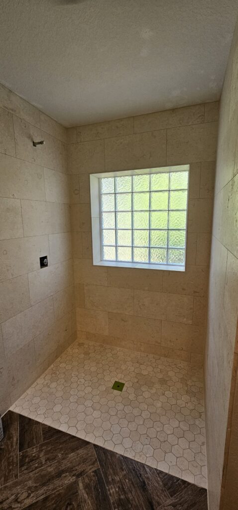 Integrated Glass Block Privacy Shower