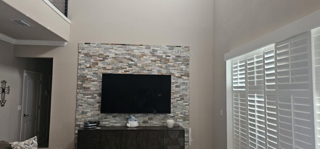 Stacked Stone Accent TV Wall