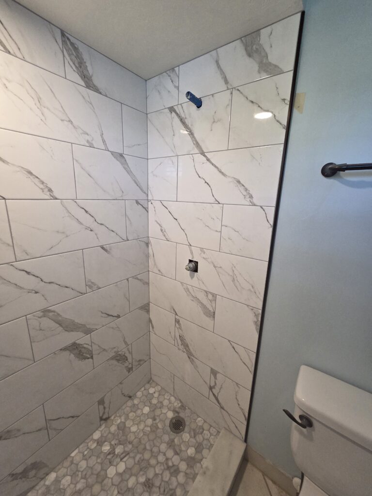 Bright Marble Shower Walls